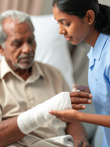 Home wound care for elder.