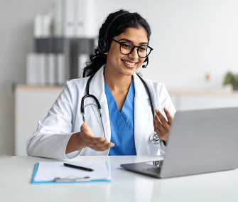 Female doctor in virtual consultation