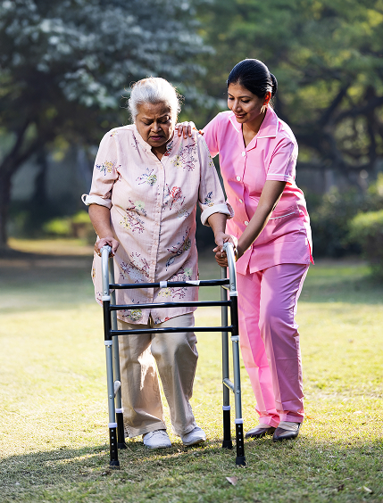 Elderly woman receiving home care